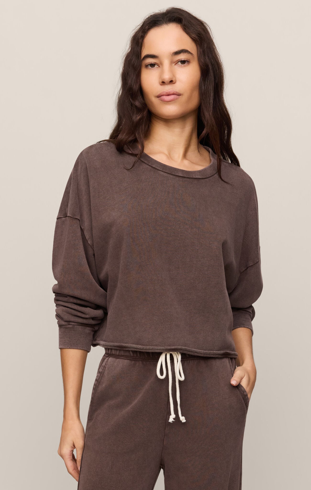 Z Supply Circuit Sweatshirt in Dark Chocolate-sweatshirt-Z Supply-Deja Nu Boutique, Women's Fashion Boutique in Lampasas, Texas