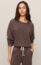 Z Supply Circuit Sweatshirt in Dark Chocolate-sweatshirt-Z Supply-Deja Nu Boutique, Women's Fashion Boutique in Lampasas, Texas