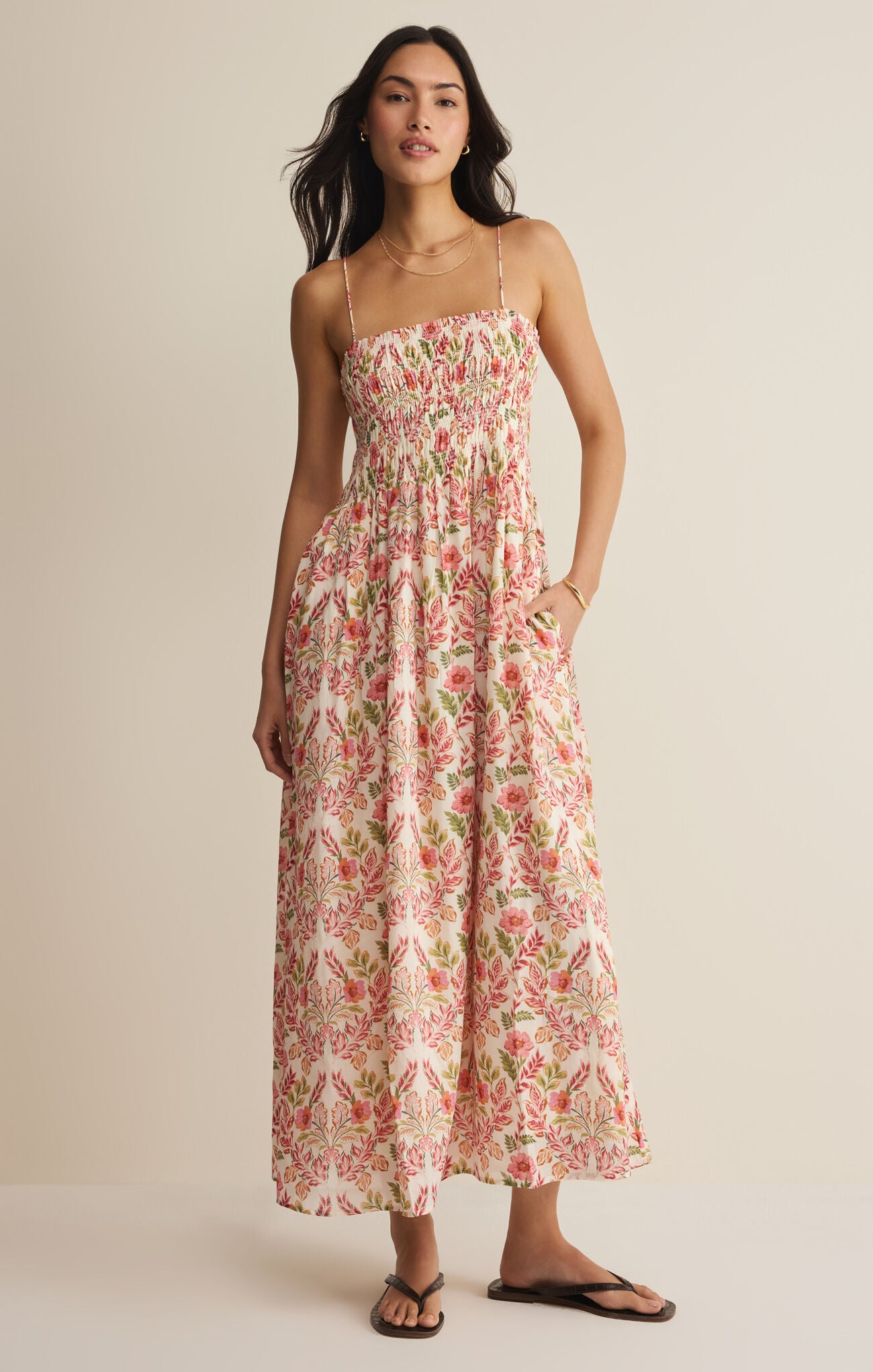 Z Supply Cornelia Ami Floral Midi Dress in Multi-Maxi Dresses-Z Supply-Deja Nu Boutique, Women's Fashion Boutique in Lampasas, Texas