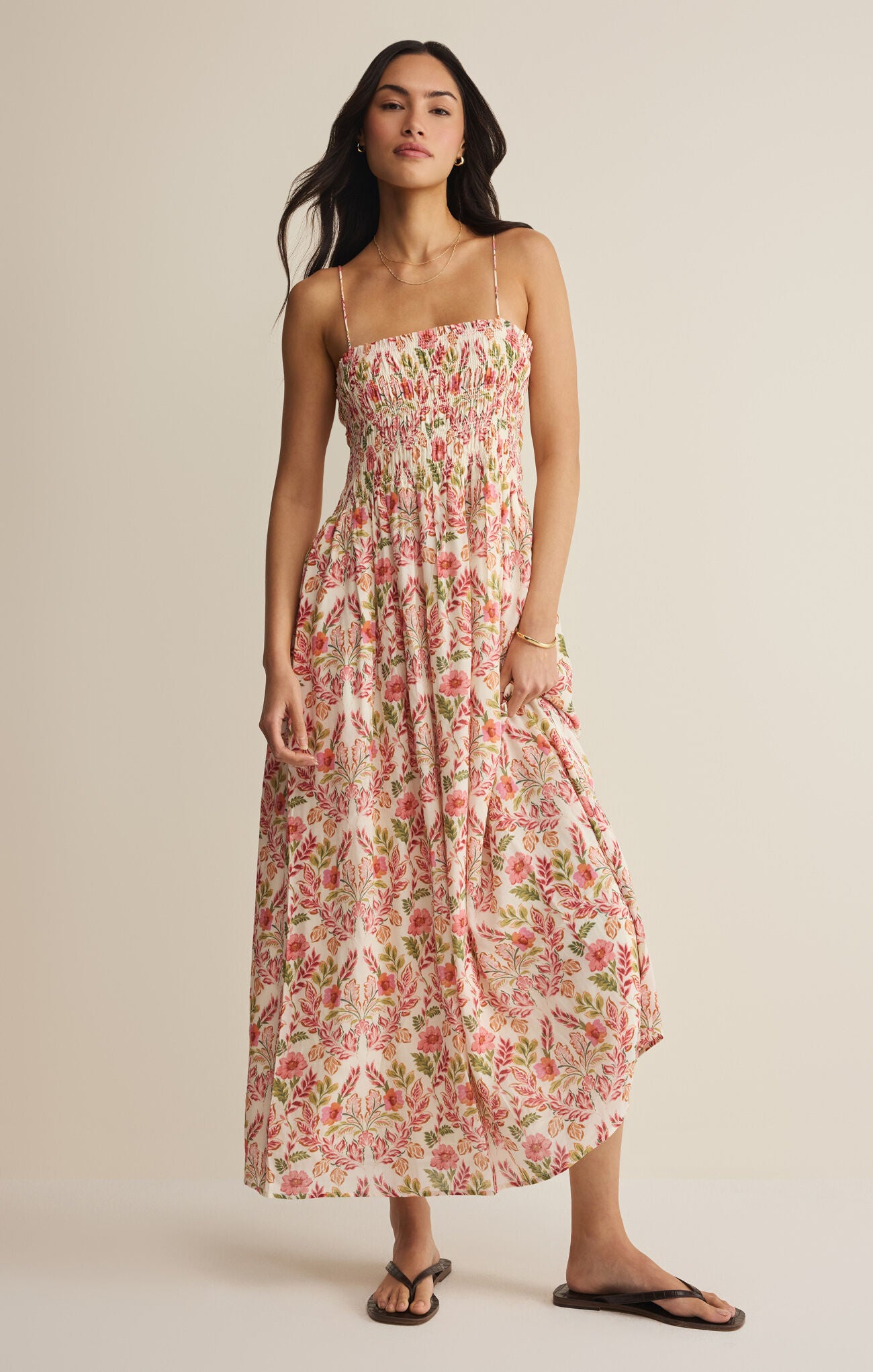 Z Supply Cornelia Ami Floral Midi Dress in Multi-Maxi Dresses-Z Supply-Deja Nu Boutique, Women's Fashion Boutique in Lampasas, Texas