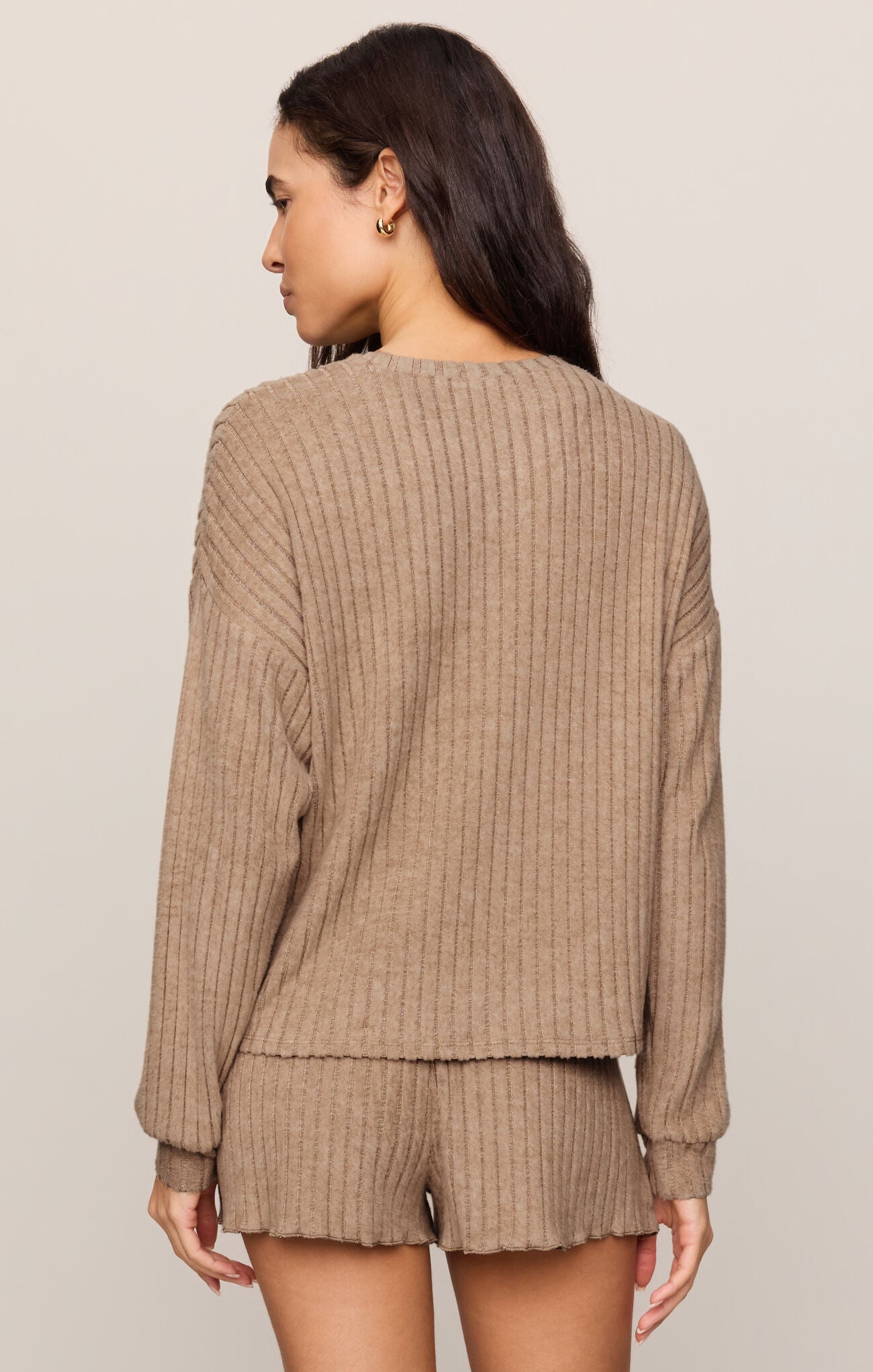 Z Supply Lounge Daydream Rib Long Sleeve Top in Light Toffee-Lounge Wear-Z Supply Lounge-Deja Nu Boutique, Women's Fashion Boutique in Lampasas, Texas