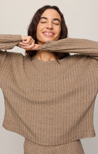 Z Supply Lounge Daydream Rib Long Sleeve Top in Light Toffee-Lounge Wear-Z Supply Lounge-Deja Nu Boutique, Women's Fashion Boutique in Lampasas, Texas
