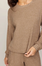 Z Supply Lounge Daydream Rib Long Sleeve Top in Light Toffee-Lounge Wear-Z Supply Lounge-Deja Nu Boutique, Women's Fashion Boutique in Lampasas, Texas
