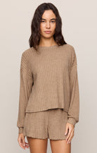 Z Supply Lounge Daydream Rib Long Sleeve Top in Light Toffee-Lounge Wear-Z Supply Lounge-Deja Nu Boutique, Women's Fashion Boutique in Lampasas, Texas