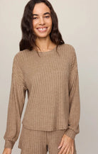 Z Supply Lounge Daydream Rib Long Sleeve Top in Light Toffee-Lounge Wear-Z Supply Lounge-Deja Nu Boutique, Women's Fashion Boutique in Lampasas, Texas