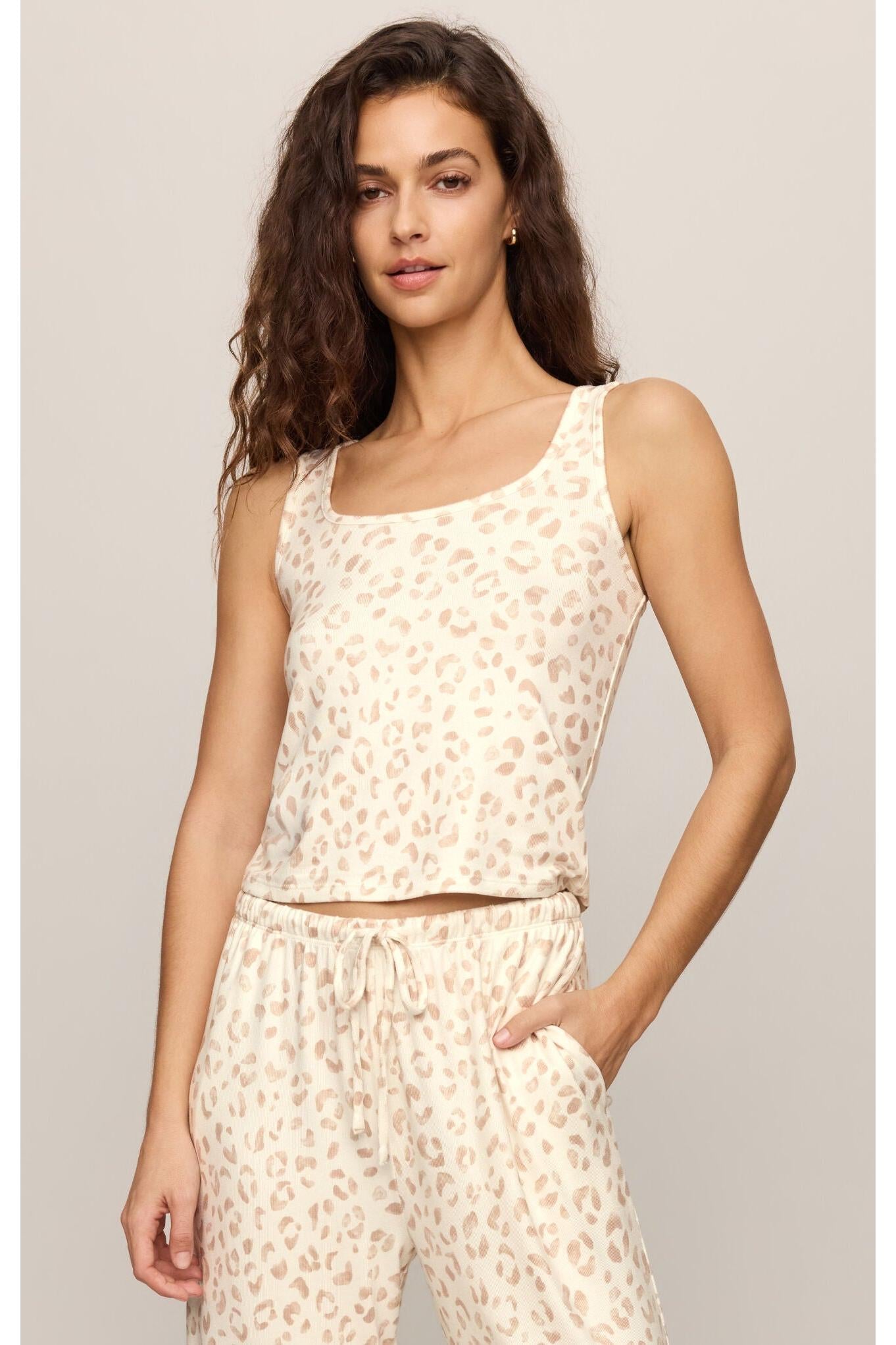 Z Supply Lounge Double Scoop Leo Tank in Sandstone-Camis/Tanks-Z Supply Lounge-Deja Nu Boutique, Women's Fashion Boutique in Lampasas, Texas