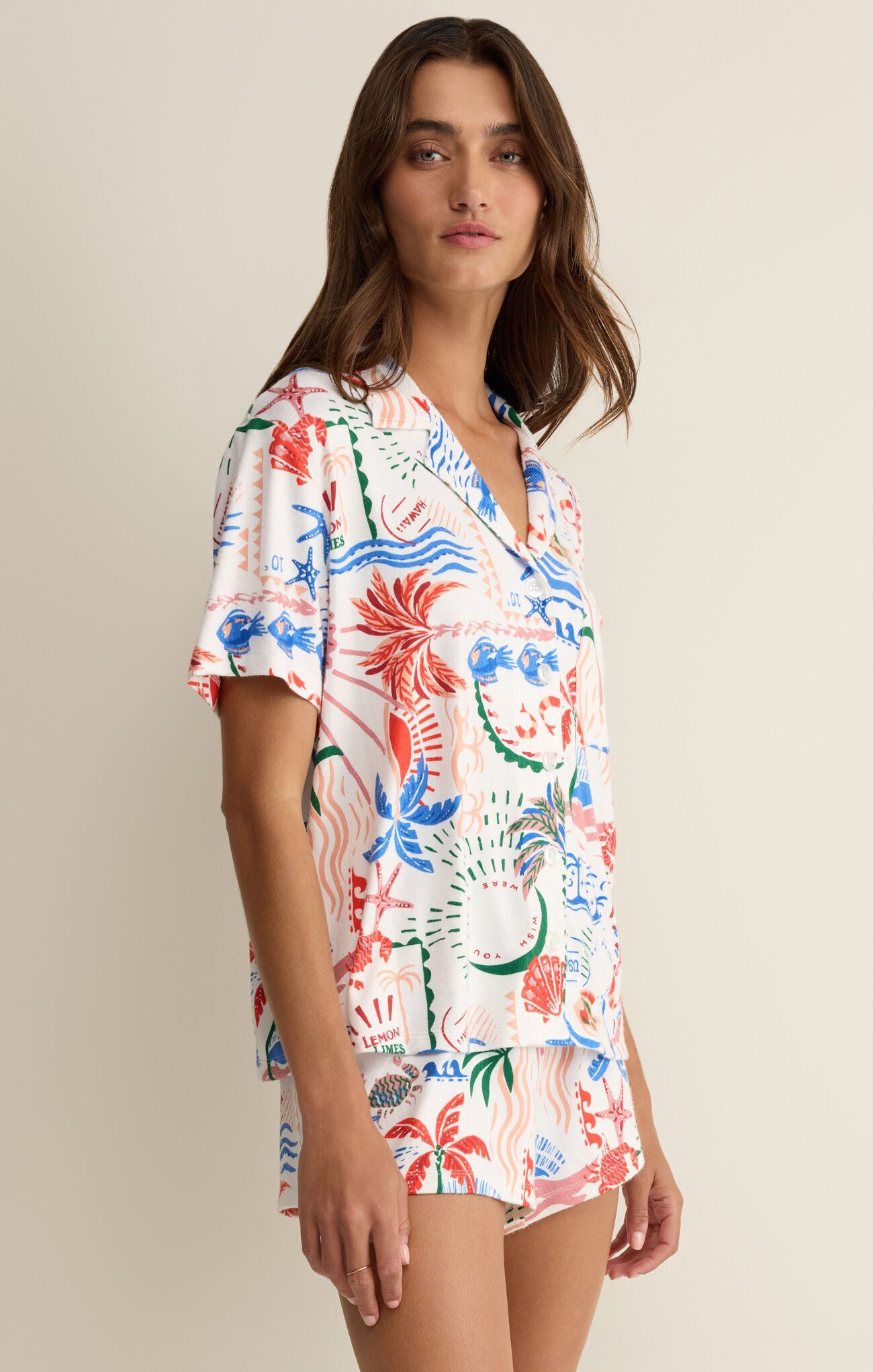 Z Supply Lounge Beach Days Getaway PJ Top – White-Lounge Wear-Z Supply Lounge-Deja Nu Boutique, Women's Fashion Boutique in Lampasas, Texas