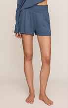 Z Supply Lounge Dawn Smocked Brushed Jersey Short in True Navy-Lounge Wear-Z Supply Lounge-Deja Nu Boutique, Women's Fashion Boutique in Lampasas, Texas