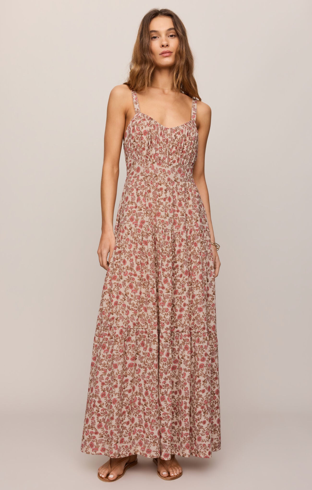 Z Supply Mindy Floral Maxi Dress - Sandshell-Maxi Dresses-Z Supply-Deja Nu Boutique, Women's Fashion Boutique in Lampasas, Texas
