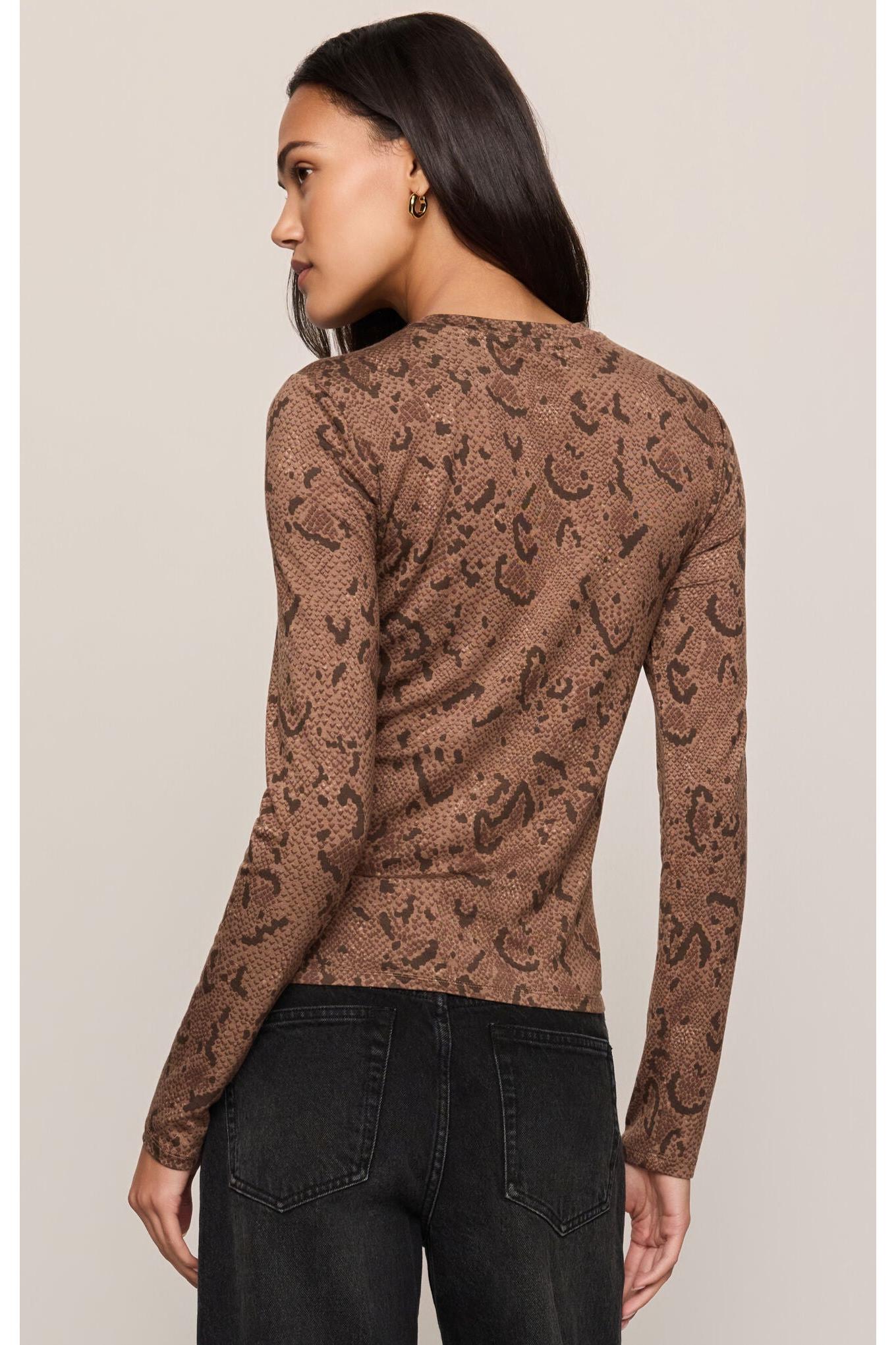 Z Supply Onyx Snake Long Sleeve Top in Cocoa Bean-Tops-Z Supply-Deja Nu Boutique, Women's Fashion Boutique in Lampasas, Texas