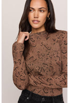 Z Supply Onyx Snake Long Sleeve Top in Cocoa Bean-Tops-Z Supply-Deja Nu Boutique, Women's Fashion Boutique in Lampasas, Texas