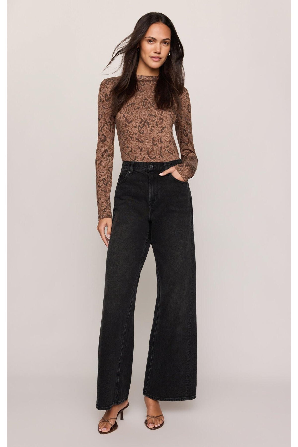 Z Supply Onyx Snake Long Sleeve Top in Cocoa Bean-Tops-Z Supply-Deja Nu Boutique, Women's Fashion Boutique in Lampasas, Texas