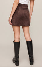 Z Supply Perri Suede Mini Skirt in Dark Chocolate-Skirts-Z Supply-Deja Nu Boutique, Women's Fashion Boutique in Lampasas, Texas