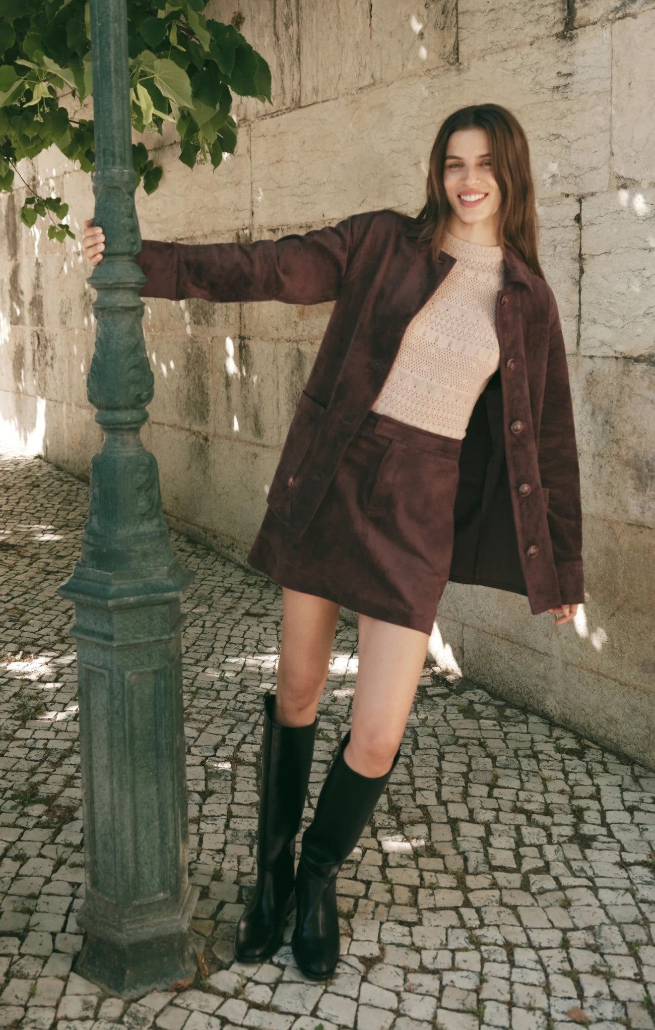 Z Supply Perri Suede Mini Skirt in Dark Chocolate-Skirts-Z Supply-Deja Nu Boutique, Women's Fashion Boutique in Lampasas, Texas