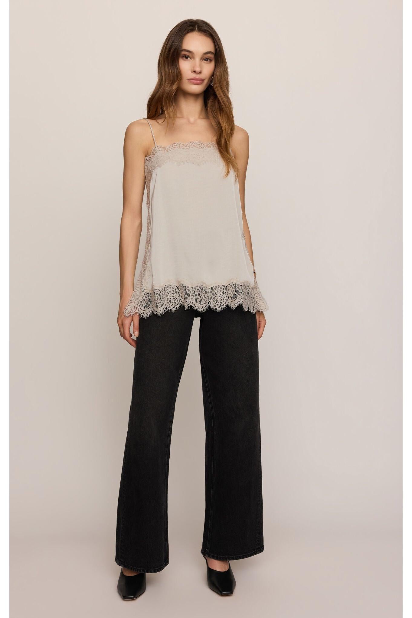Z Supply Roselle Lace Trim Cami in Frosted Pearl-Camis/Tanks-Z Supply-Deja Nu Boutique, Women's Fashion Boutique in Lampasas, Texas