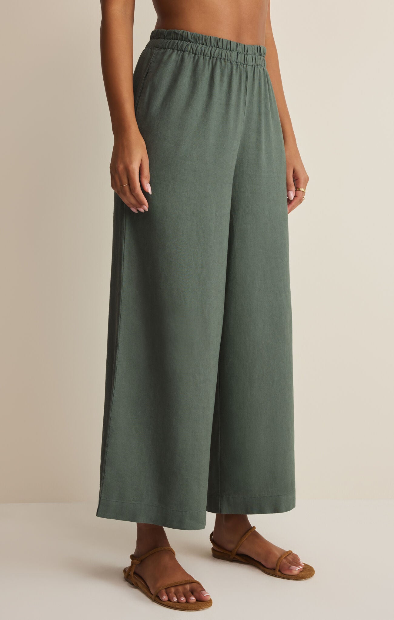 Z Supply Scout Linen Pant in Everglade-Pants-Z Supply-Deja Nu Boutique, Women's Fashion Boutique in Lampasas, Texas
