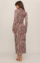 Z Supply Sevilla Zebra Mesh Midi Dress in Velvet Rouge-Midi Dresses-Z Supply-Deja Nu Boutique, Women's Fashion Boutique in Lampasas, Texas