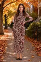 Z Supply Sevilla Zebra Mesh Midi Dress in Velvet Rouge-Midi Dresses-Z Supply-Deja Nu Boutique, Women's Fashion Boutique in Lampasas, Texas