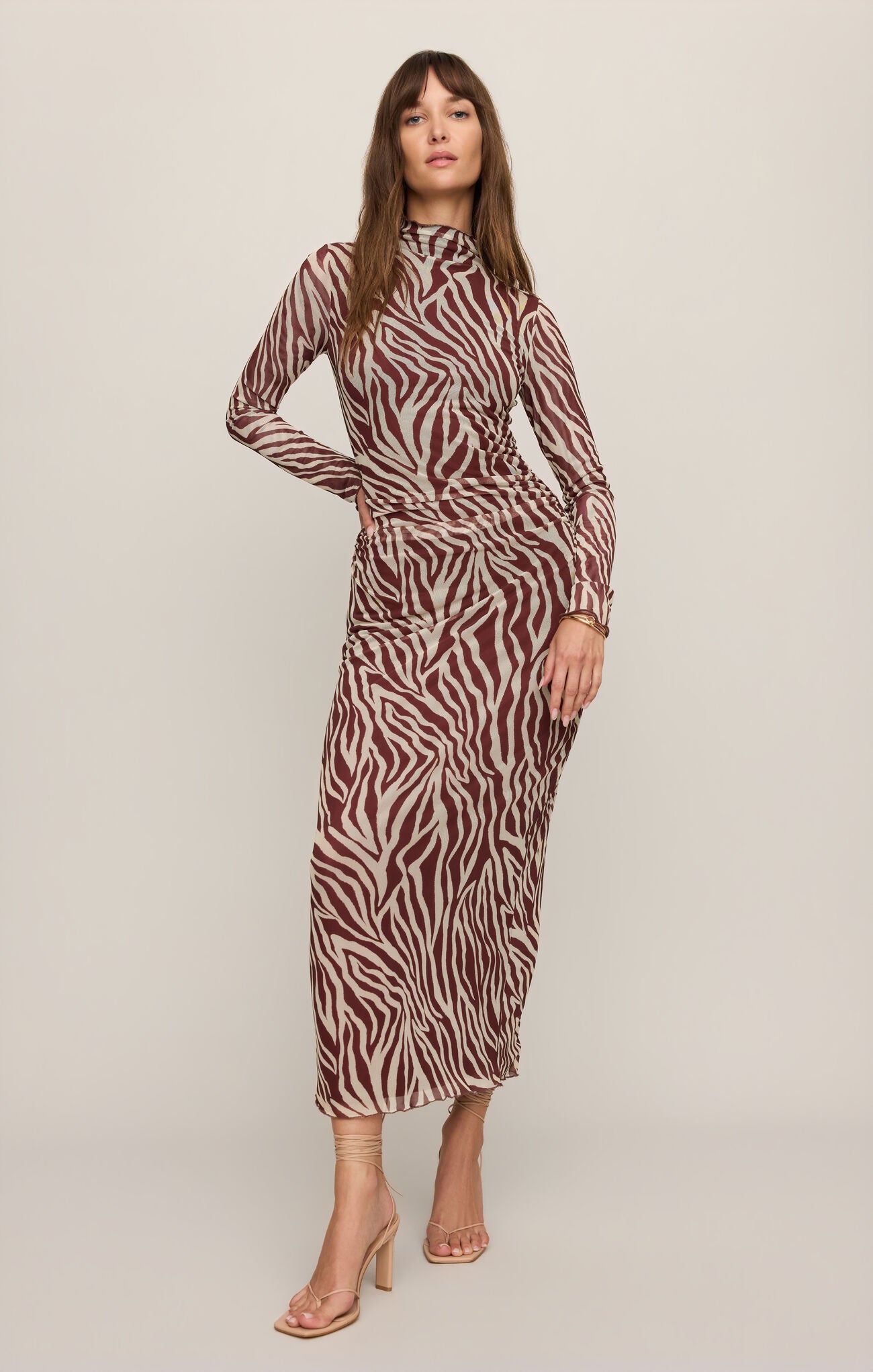 Z Supply Sevilla Zebra Mesh Midi Dress in Velvet Rouge-Midi Dresses-Z Supply-Deja Nu Boutique, Women's Fashion Boutique in Lampasas, Texas