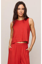 Z Supply Sloane Linen Cropped Tank – Chili Pepper-Camis/Tanks-Z Supply-Deja Nu Boutique, Women's Fashion Boutique in Lampasas, Texas