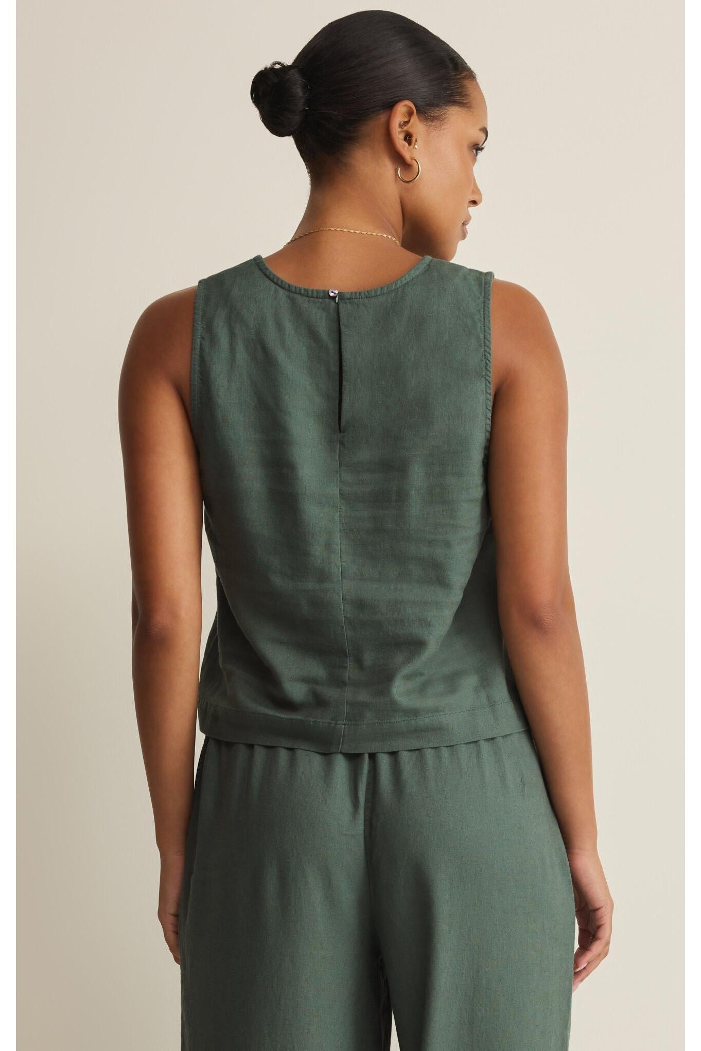 Z Supply Sloane Linen Top in Everglade-Tops-Z Supply-Deja Nu Boutique, Women's Fashion Boutique in Lampasas, Texas
