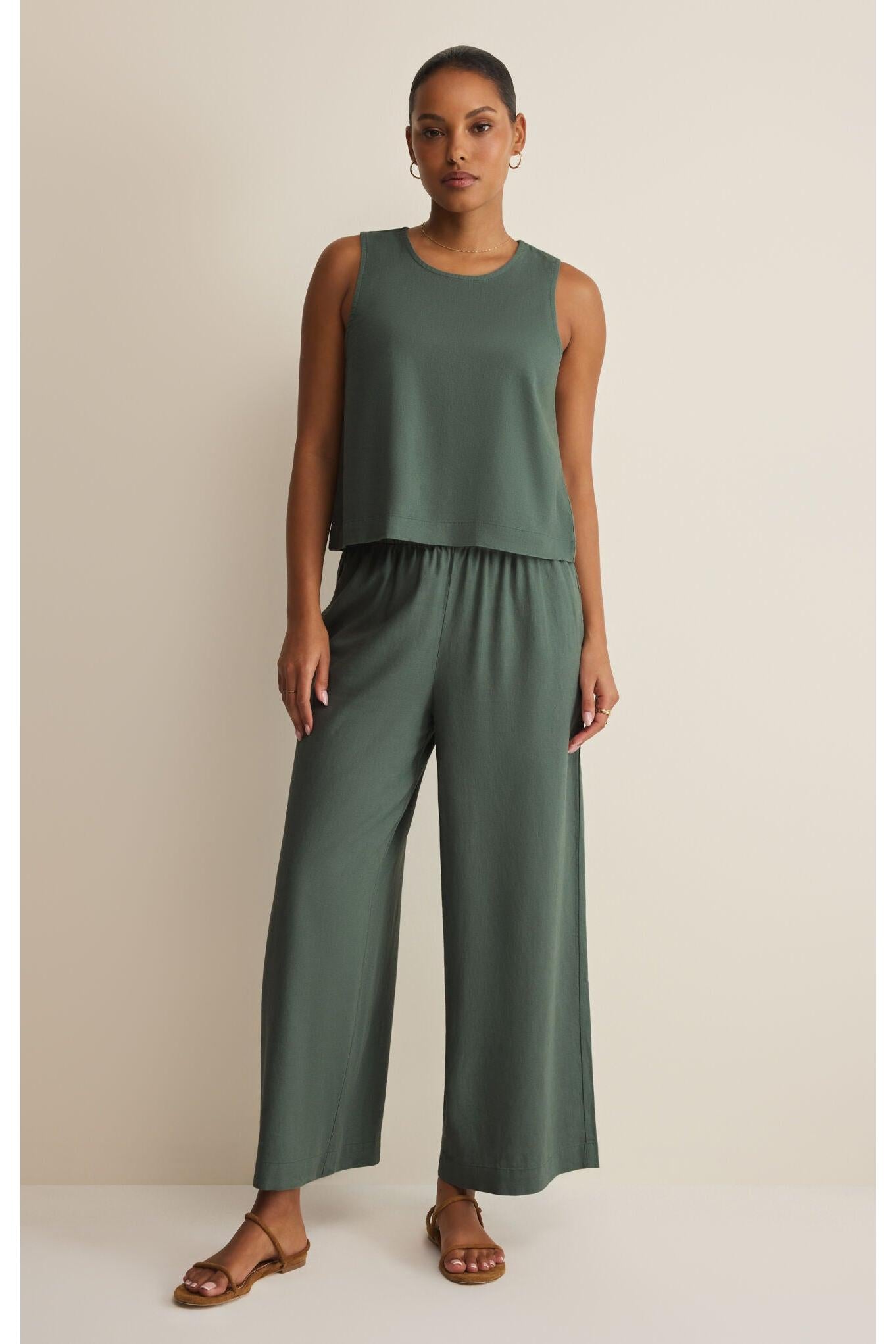 Z Supply Sloane Linen Top in Everglade-Tops-Z Supply-Deja Nu Boutique, Women's Fashion Boutique in Lampasas, Texas