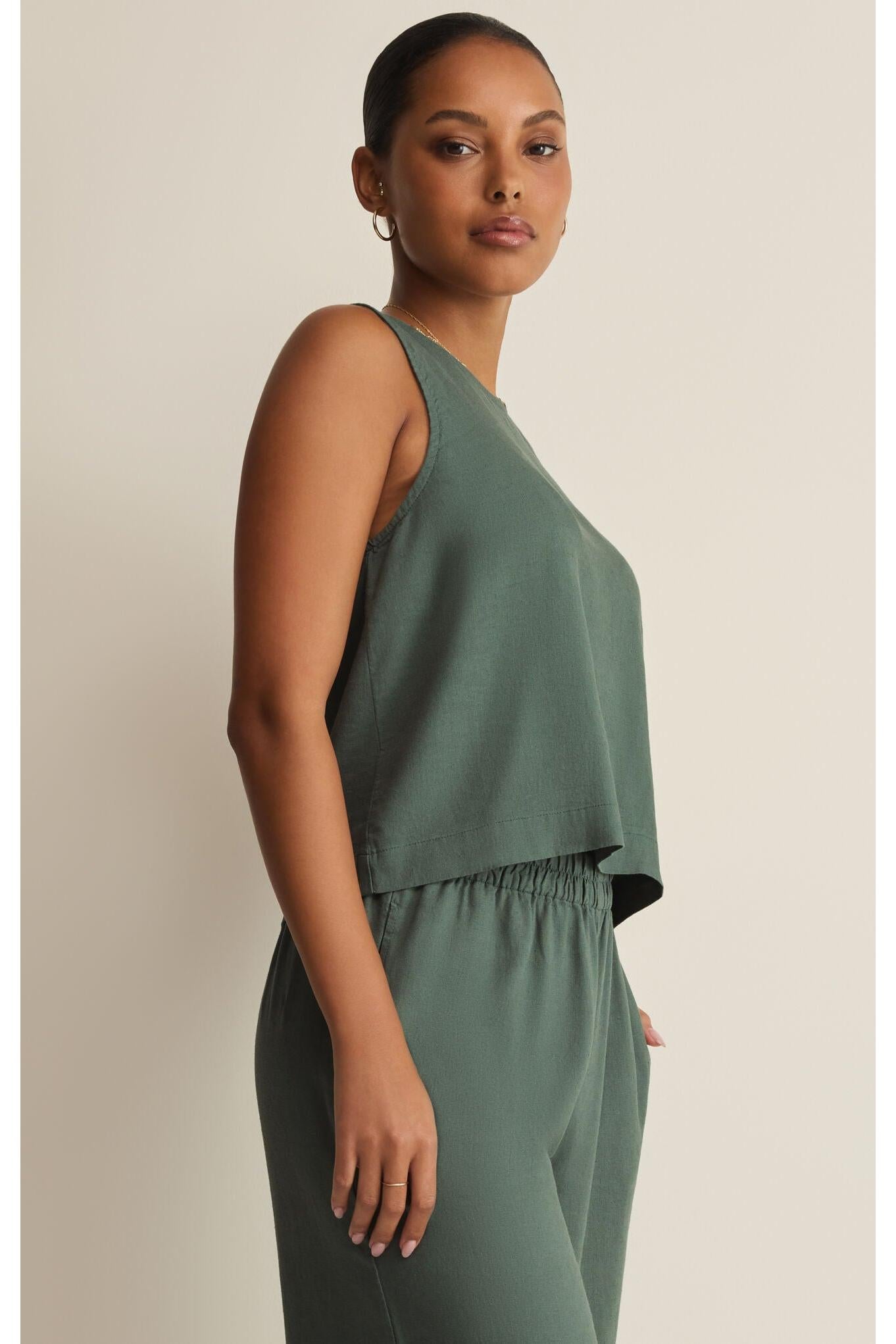 Z Supply Sloane Linen Top in Everglade-Tops-Z Supply-Deja Nu Boutique, Women's Fashion Boutique in Lampasas, Texas