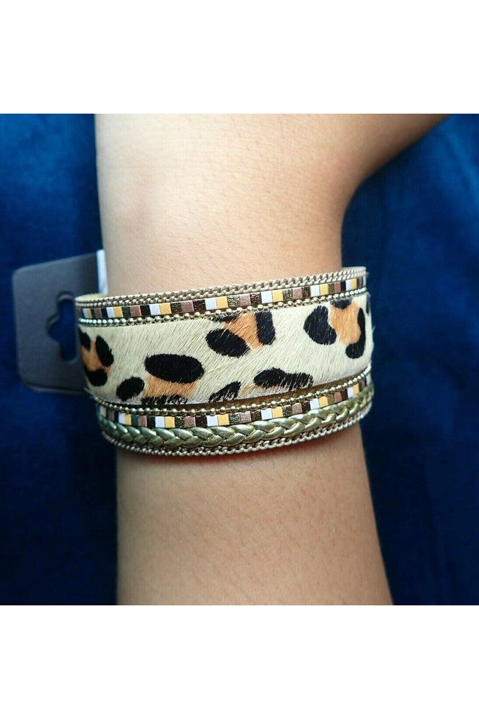 Leopard Print Leather Cuff Bracelet- 2 Colors-Bracelets-Deja Nu Tx-Deja Nu Boutique, Women's Fashion Boutique in Lampasas, Texas