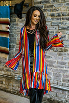 L And B Serape Flounce Duster Kimono-Cardigans & Kimonos-L And B-Deja Nu Boutique, Women's Fashion Boutique in Lampasas, Texas