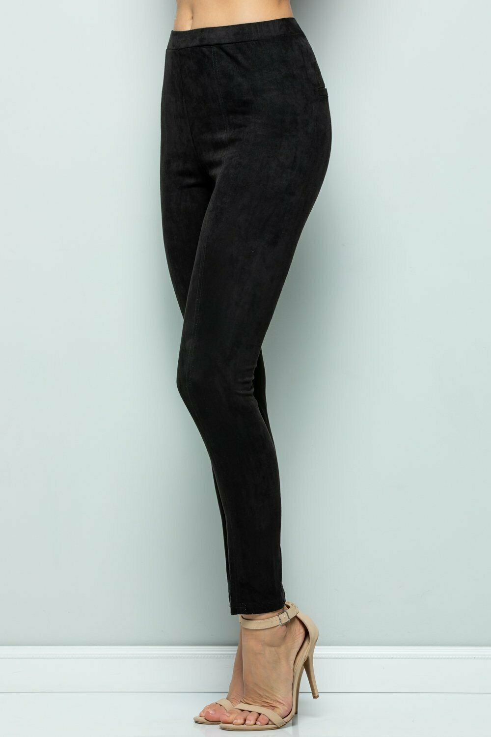 See And Be Seen Black Faux Suede Leggings-Leggings-See And Be Seen-Deja Nu Boutique, Women's Fashion Boutique in Lampasas, Texas