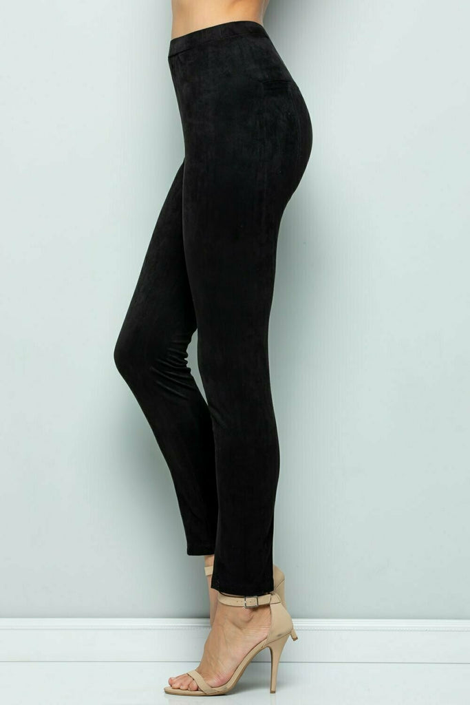 See And Be Seen Black Faux Suede Leggings-Leggings-See And Be Seen-Deja Nu Boutique, Women's Fashion Boutique in Lampasas, Texas