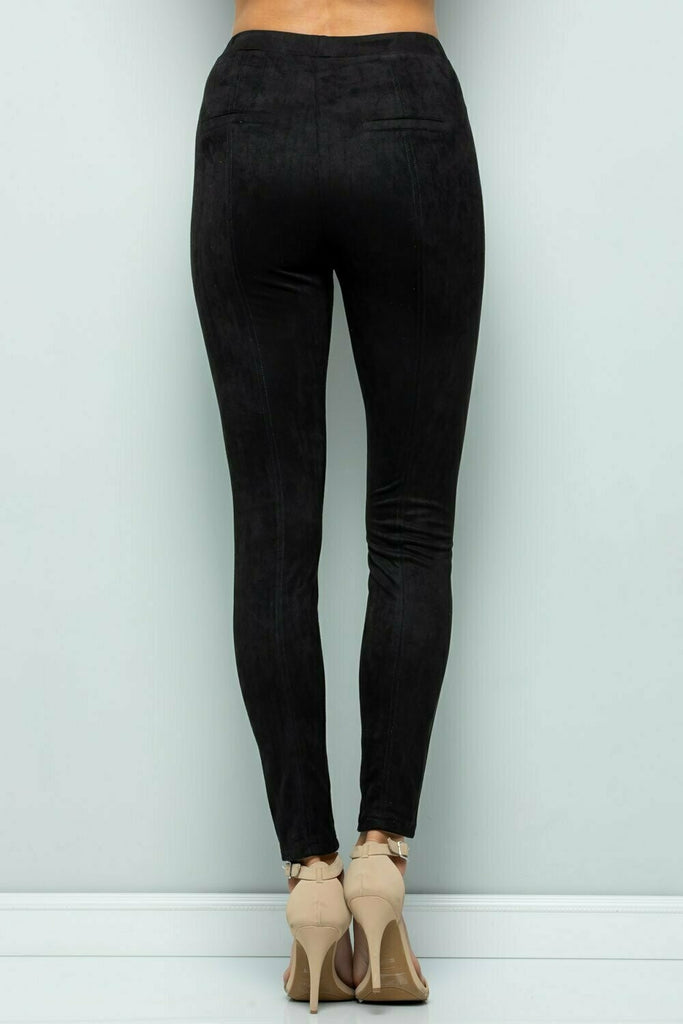 See And Be Seen Black Faux Suede Leggings-Leggings-See And Be Seen-Deja Nu Boutique, Women's Fashion Boutique in Lampasas, Texas