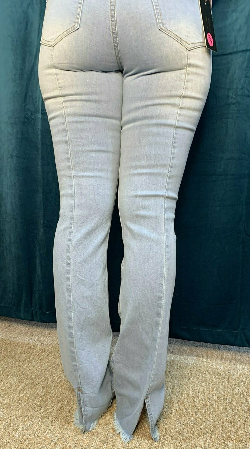 L And B Antique Wash Frayed/Split Hem Jean-Bottoms-L And B-Deja Nu Boutique, Women's Fashion Boutique in Lampasas, Texas