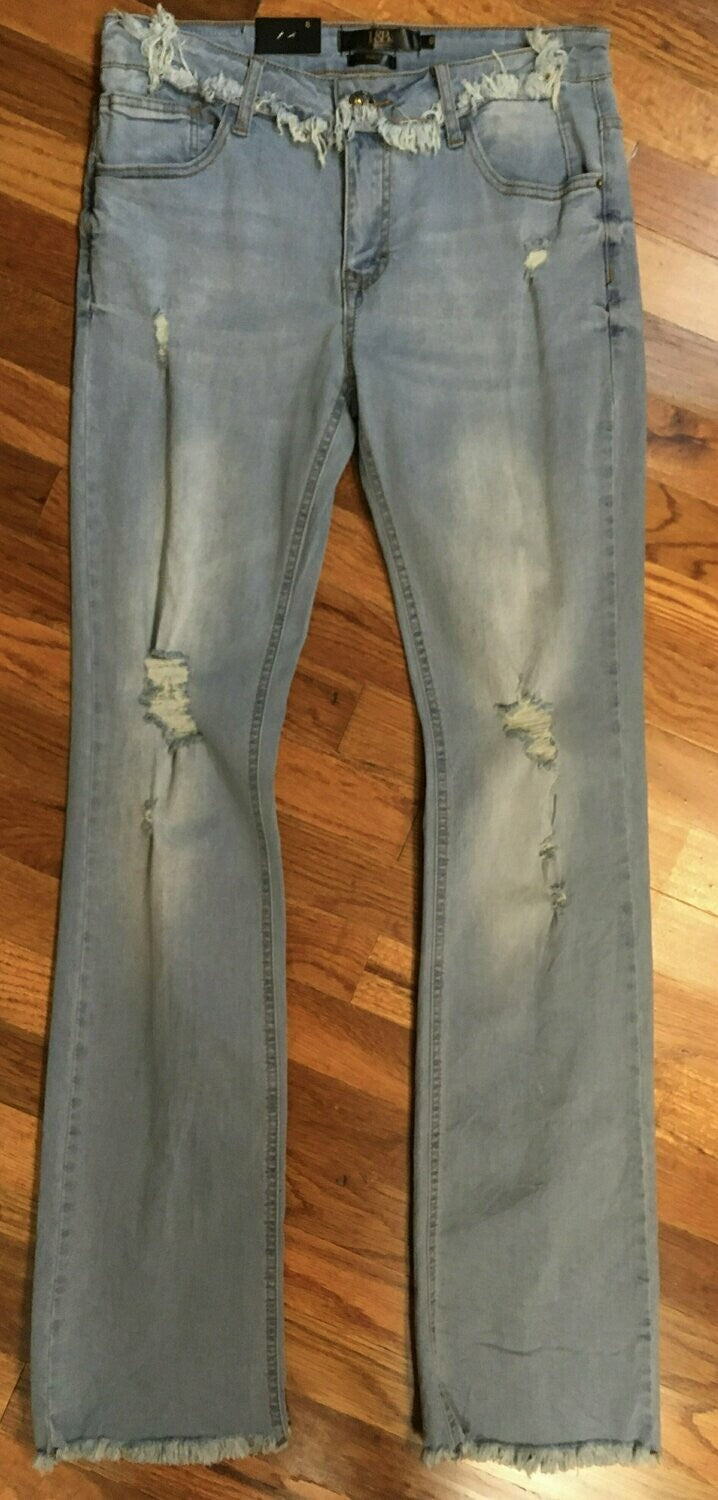 L And B Antique Wash Frayed/Split Hem Jean-Bottoms-L And B-Deja Nu Boutique, Women's Fashion Boutique in Lampasas, Texas