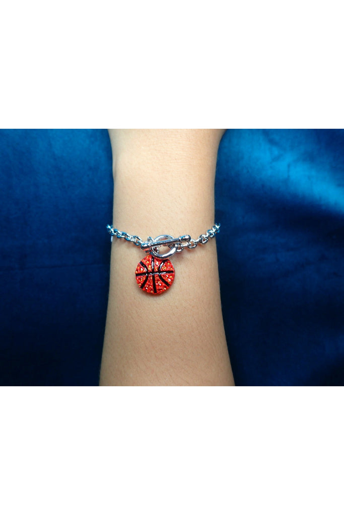 Rhinestone Basketball Charm Bracelet-Bracelets-Deja Nu Tx-Deja Nu Boutique, Women's Fashion Boutique in Lampasas, Texas