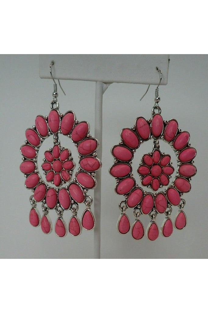 L And B Fuchsia Squash Blossom Earrings-Earrings-L And B-Deja Nu Boutique, Women's Fashion Boutique in Lampasas, Texas