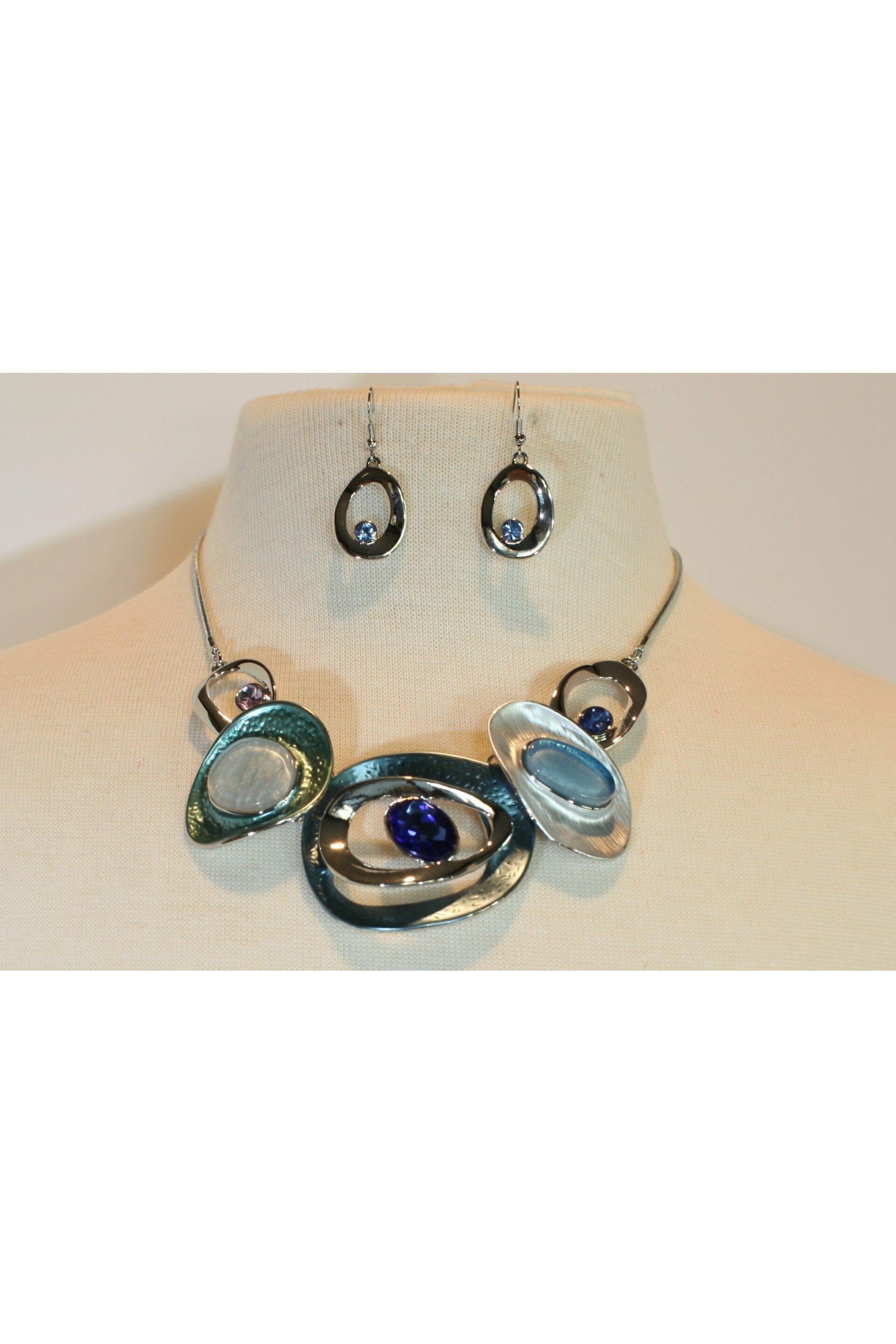 Blue & Silver Necklace Set-Necklaces-Deja Nu Tx-Deja Nu Boutique, Women's Fashion Boutique in Lampasas, Texas