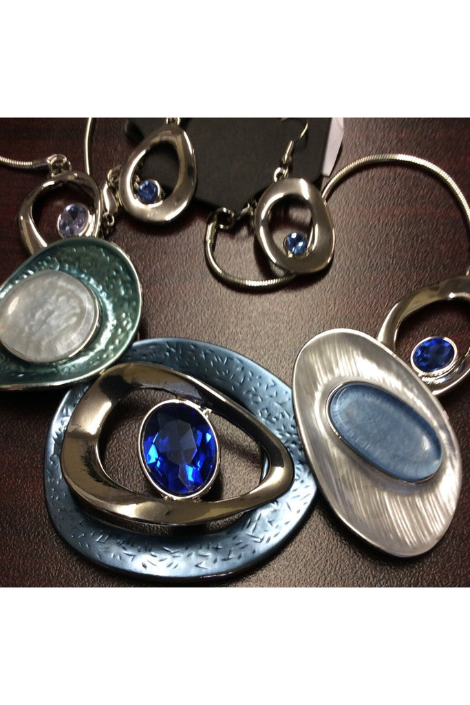 Blue & Silver Necklace Set-Necklaces-Deja Nu Tx-Deja Nu Boutique, Women's Fashion Boutique in Lampasas, Texas