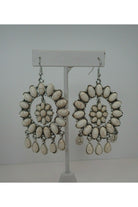 L And B White Concho Stone Dangle Earring-Earrings-L And B-Deja Nu Boutique, Women's Fashion Boutique in Lampasas, Texas