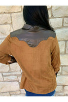 L And B Suede Western Shirt-Tops-L And B-Deja Nu Boutique, Women's Fashion Boutique in Lampasas, Texas