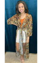 L And B Tiger Stripe Sheer Kimono-Cardigans & Kimonos-L And B-Deja Nu Boutique, Women's Fashion Boutique in Lampasas, Texas