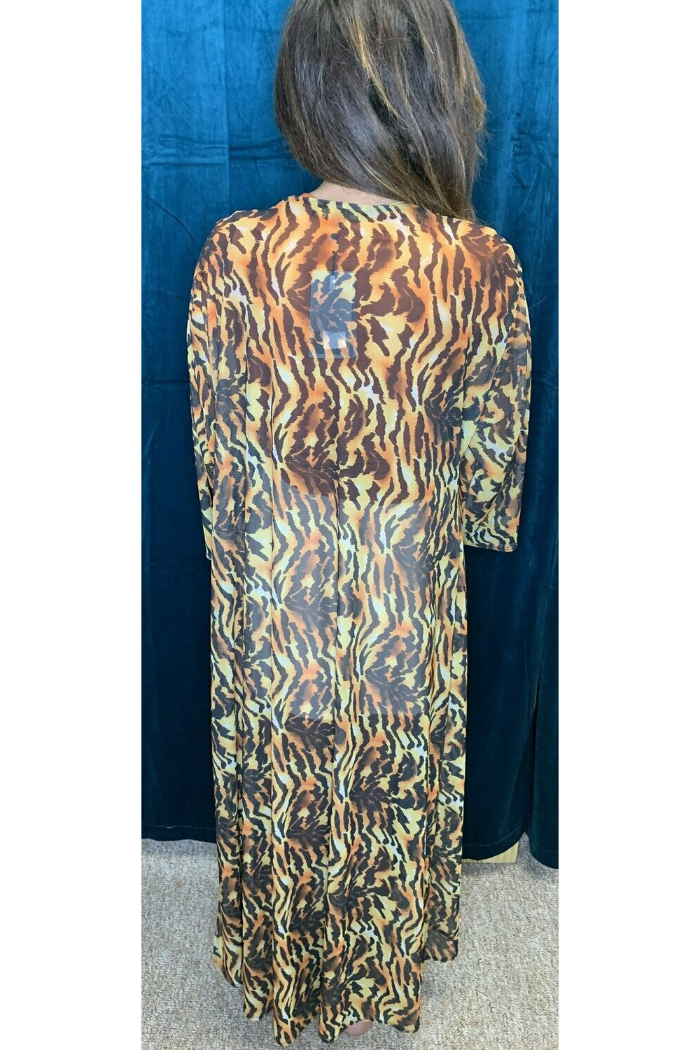 L And B Tiger Stripe Sheer Kimono-Cardigans & Kimonos-L And B-Deja Nu Boutique, Women's Fashion Boutique in Lampasas, Texas