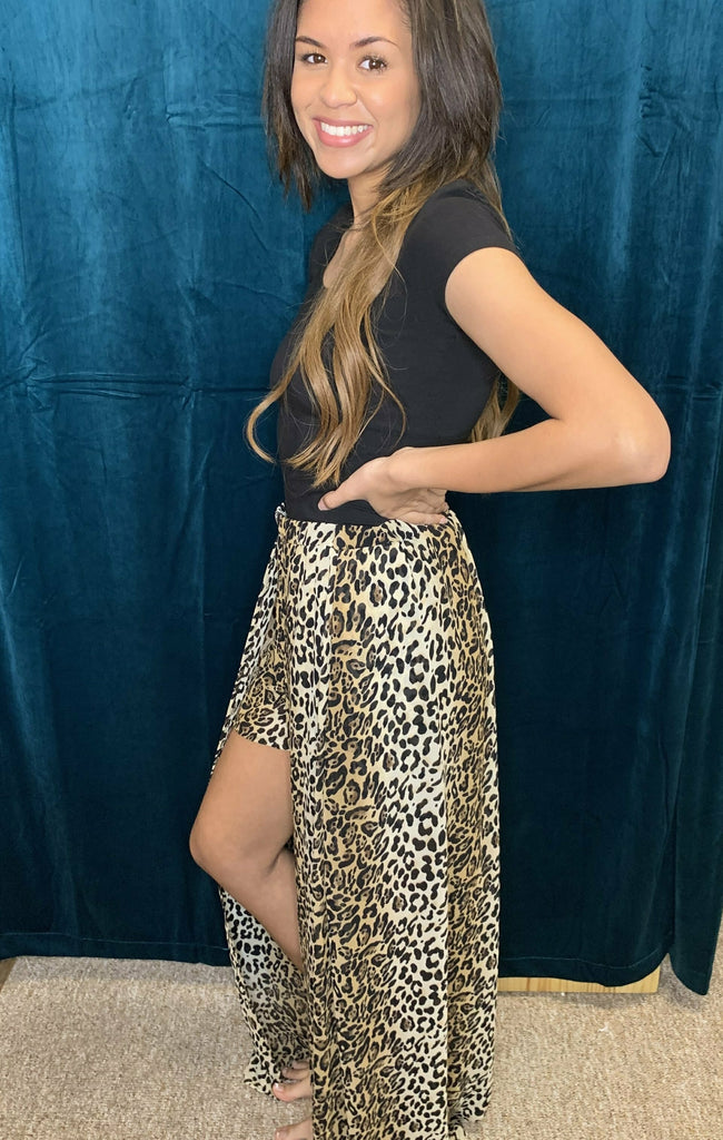 L And B Leopard Print Maxi Shorts-Maxi Dresses-L And B-Deja Nu Boutique, Women's Fashion Boutique in Lampasas, Texas