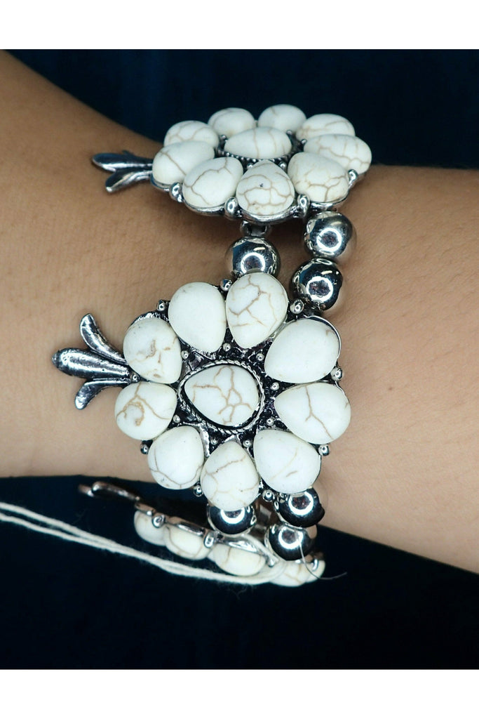 White Squash Blossom Bracelet-Bracelets-Deja Nu Tx-Deja Nu Boutique, Women's Fashion Boutique in Lampasas, Texas