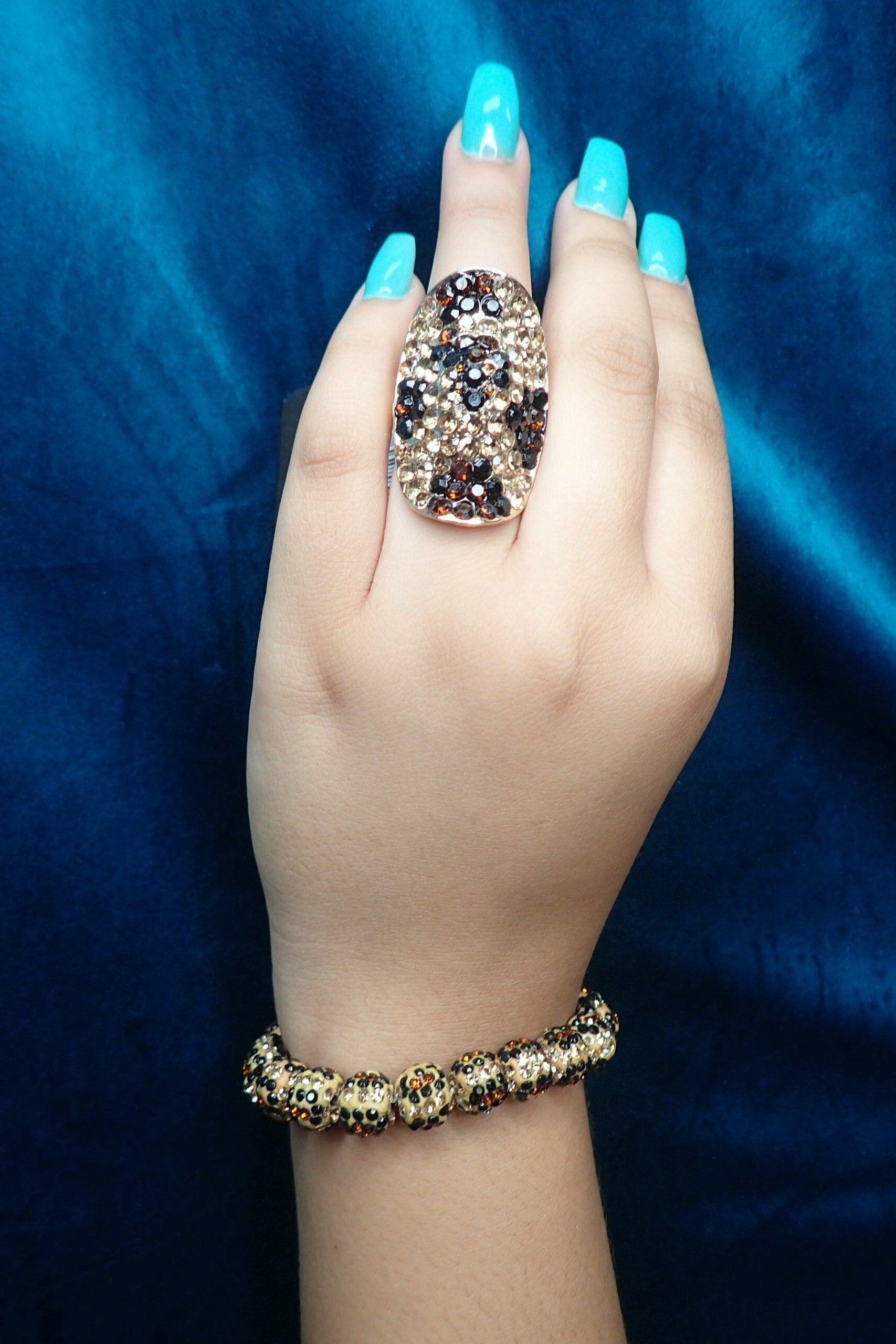 Leopard Rhinestone Ring-Rings-Deja Nu Tx-Deja Nu Boutique, Women's Fashion Boutique in Lampasas, Texas