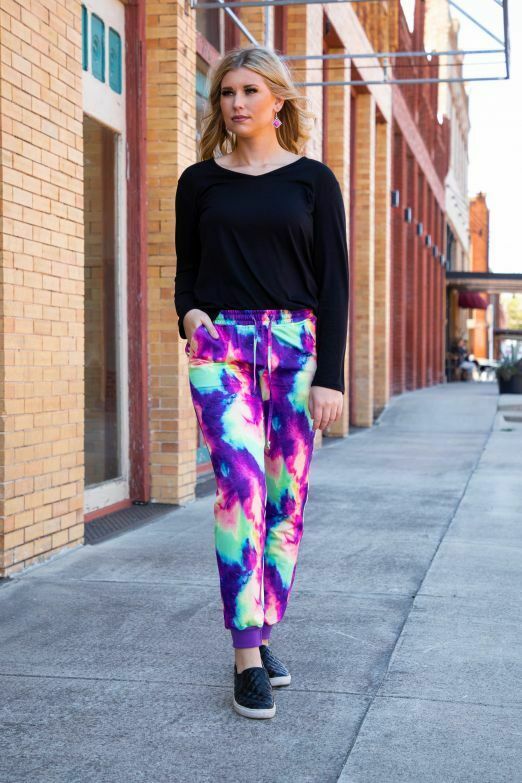 L And B Tie Dye Jogger Bright Colors-Joggers-L And B-Deja Nu Boutique, Women's Fashion Boutique in Lampasas, Texas
