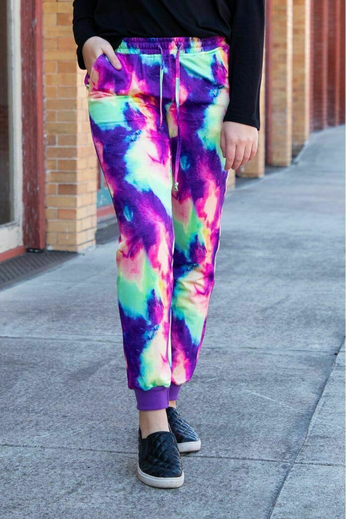 L And B Tie Dye Jogger Bright Colors-Joggers-L And B-Deja Nu Boutique, Women's Fashion Boutique in Lampasas, Texas