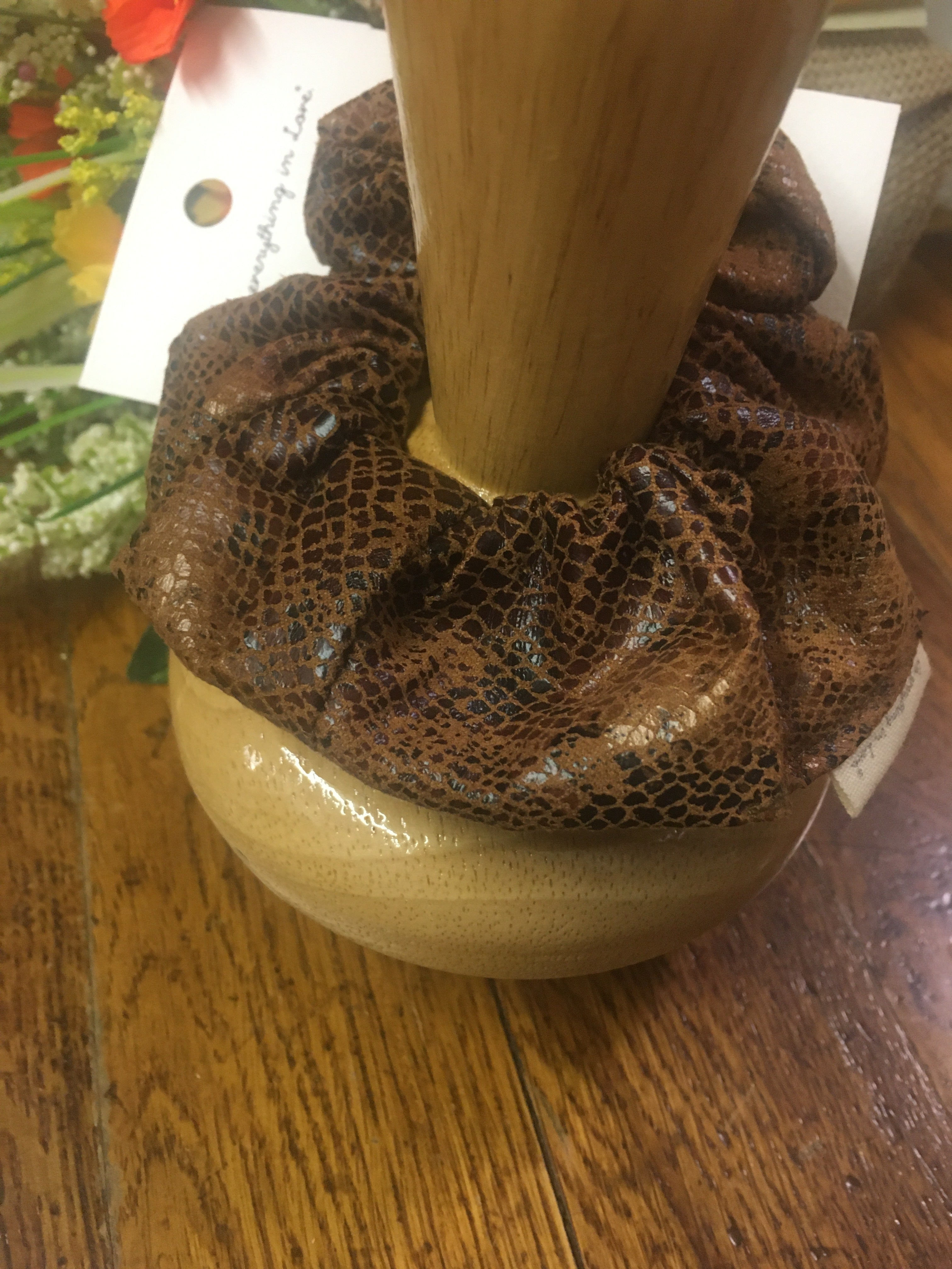 Leather Snake Scrunchies- 2 Colors-Scrunchies & Headbands-Deja Nu Tx-Deja Nu Boutique, Women's Fashion Boutique in Lampasas, Texas