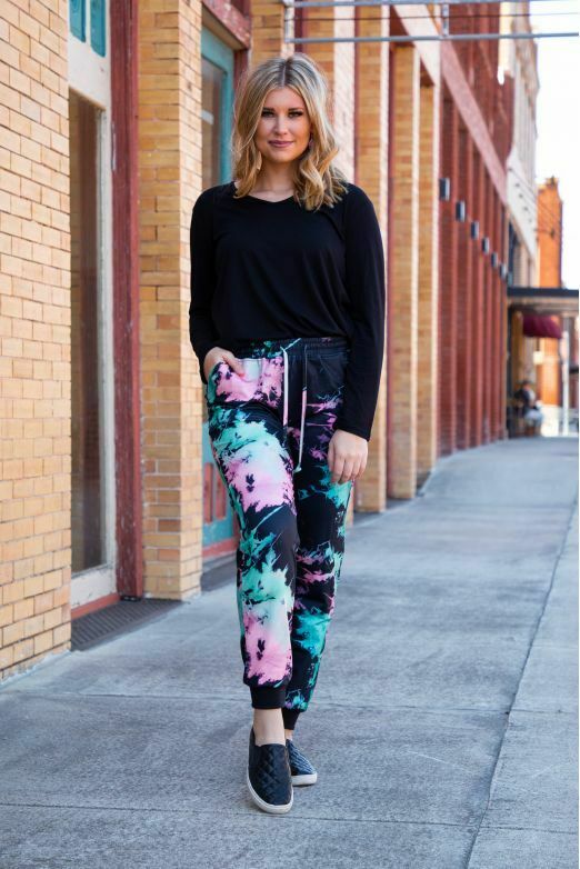 L And B Black Tie Dye Jogger-Joggers-L And B-Deja Nu Boutique, Women's Fashion Boutique in Lampasas, Texas