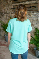 L And B Mint Caged Neck Tunic Top-Tunics-L And B-Deja Nu Boutique, Women's Fashion Boutique in Lampasas, Texas